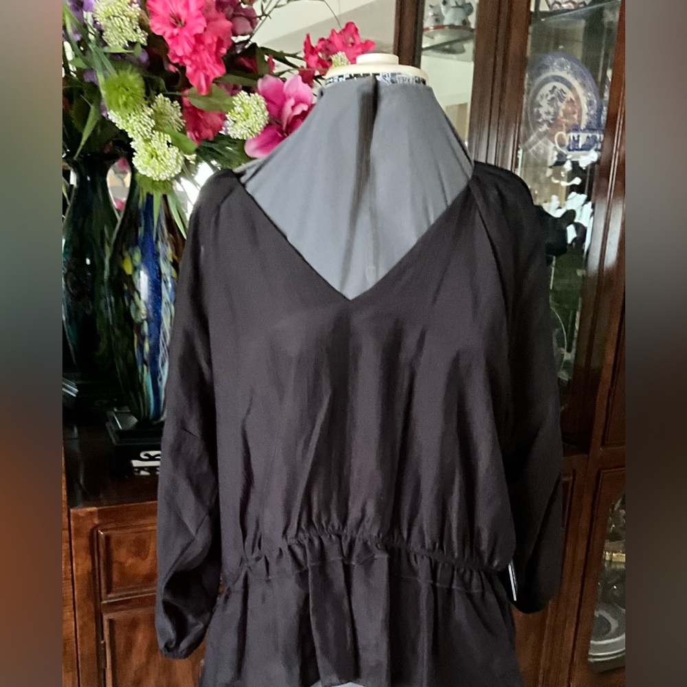 V-Neck Long Sleeve Black Dress